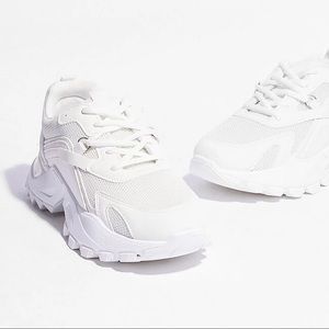 Chunky White Sneakers - Nasty Gal